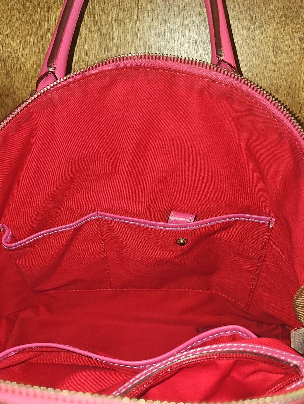 Dooney & Bourke Dark Pink Embossed Dome Satchel with Detachable Strap - Picture 13 of 16